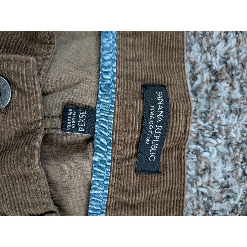 Banana Republic‎ Pima Corduroy Pants Mens Dark Acorn Straight Trouser Pant Sz 35